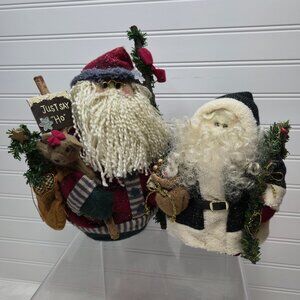 (2) Coyne's Santa Claus Doll Shelf Sitter Primitive Glasses Presents 10" 12"